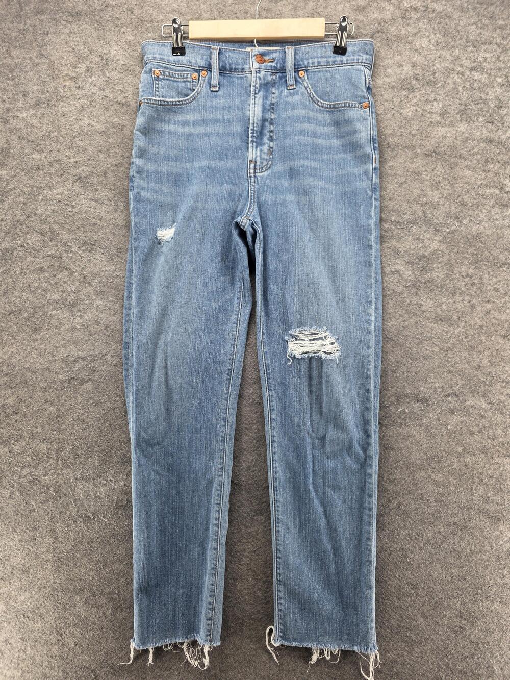 Madewell Jeans Womens 28 Blue The Perfect Vintage Jean Distressed Raw Hem